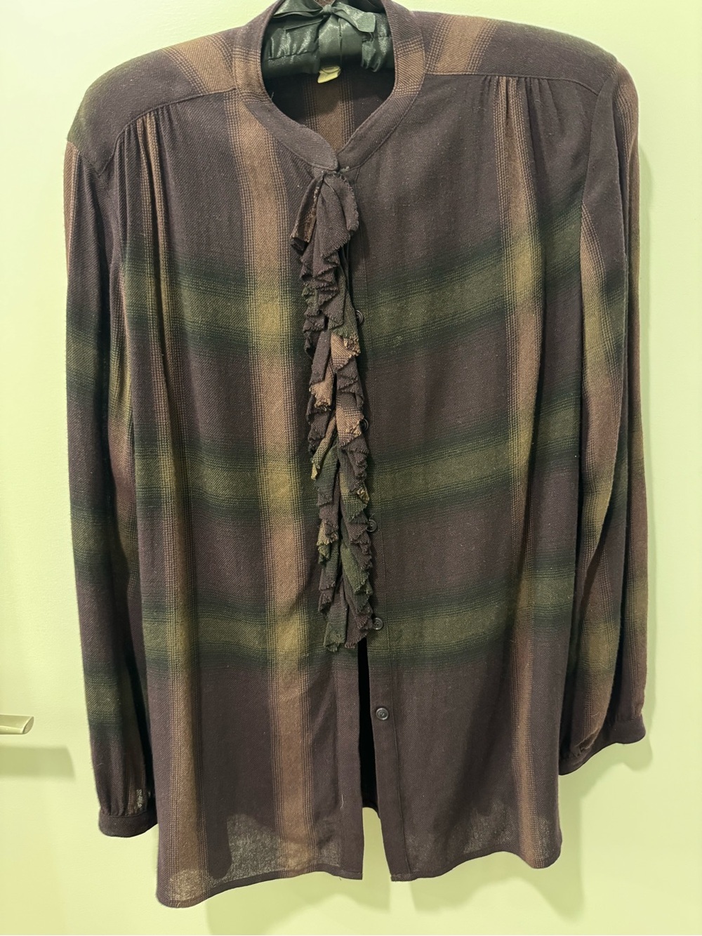 Burberry Brit Deep Plum/Black/Brown Top Deconstructed Front Button Cover Detail